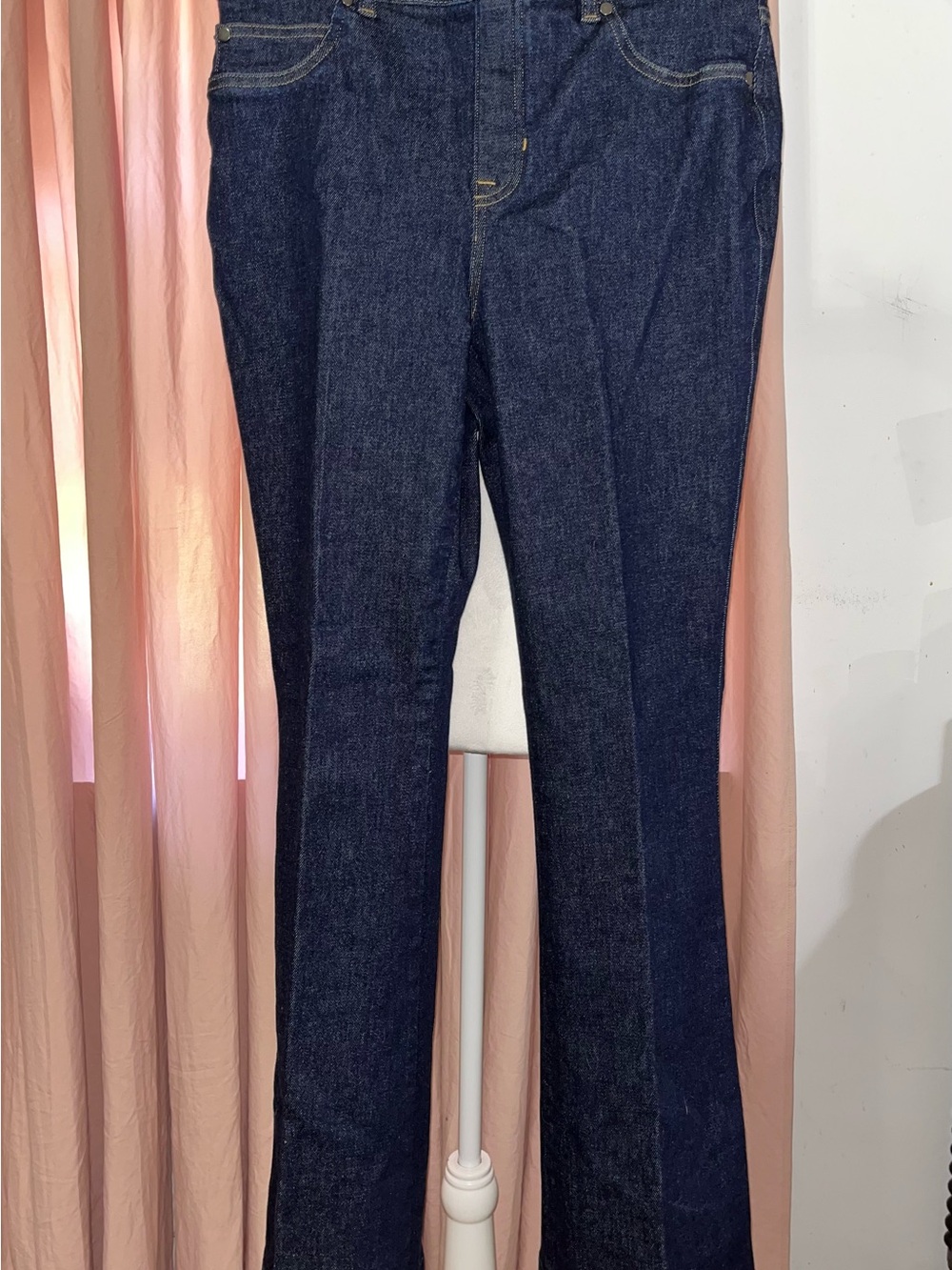 Spanx Navy Bootcut Jeans - Classic Dark Blue Denim with Tummy Control Panel